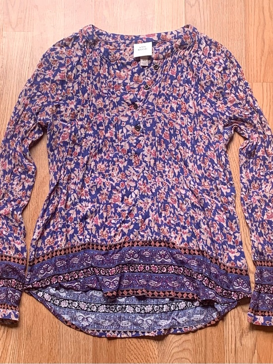 Knox Rose Tops - Knox Rose Purple Floral Long-Sleeve Henley Top